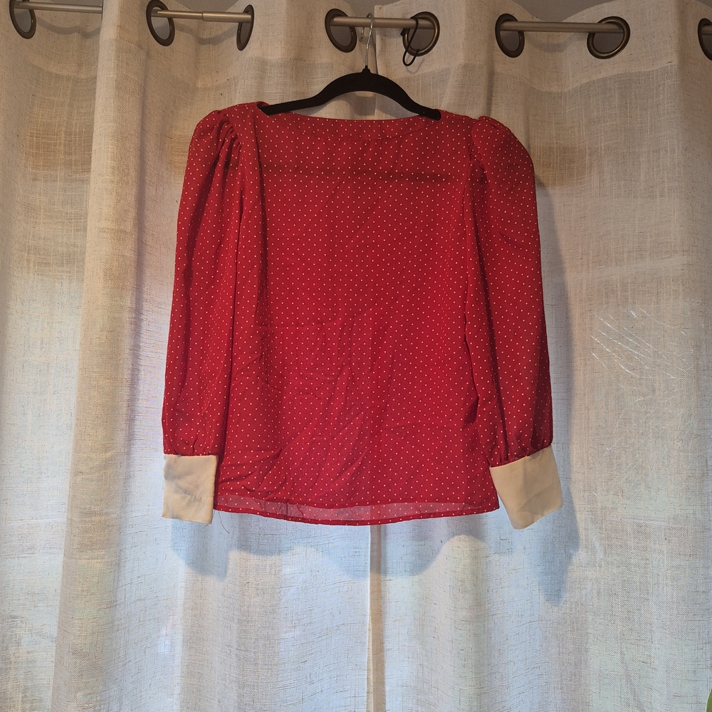 Vintage Red Puff Sleeve Blouse